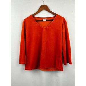 Women’s Jill by Rustan’s XL Blood Orange Velvet 3 Quarter Sleeve Shirt